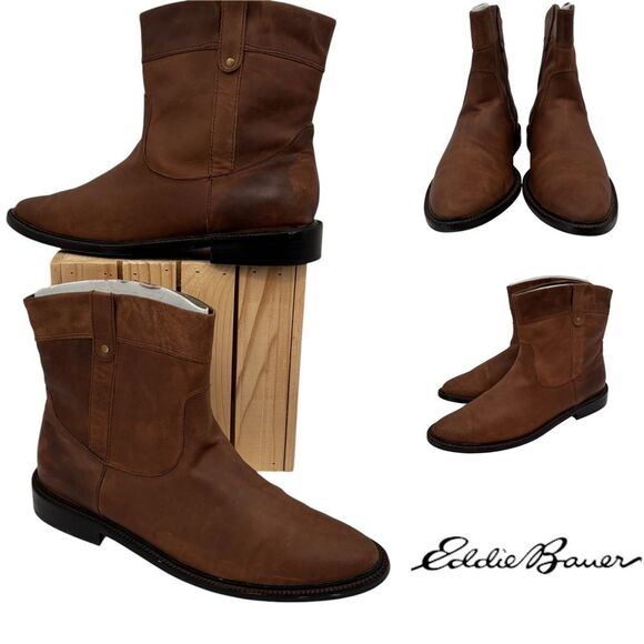 Eddie Bauer Women's Mid Calf Pull On Leather Upper Boots - Picture 1 of 11